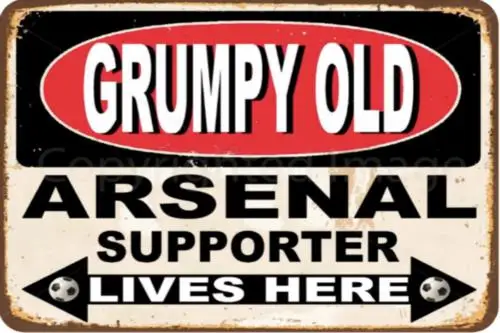 1e,ARSENAL FOOTBALL OLD SUPPORTER LIVES HERE METAL SIGN PLAQUE
