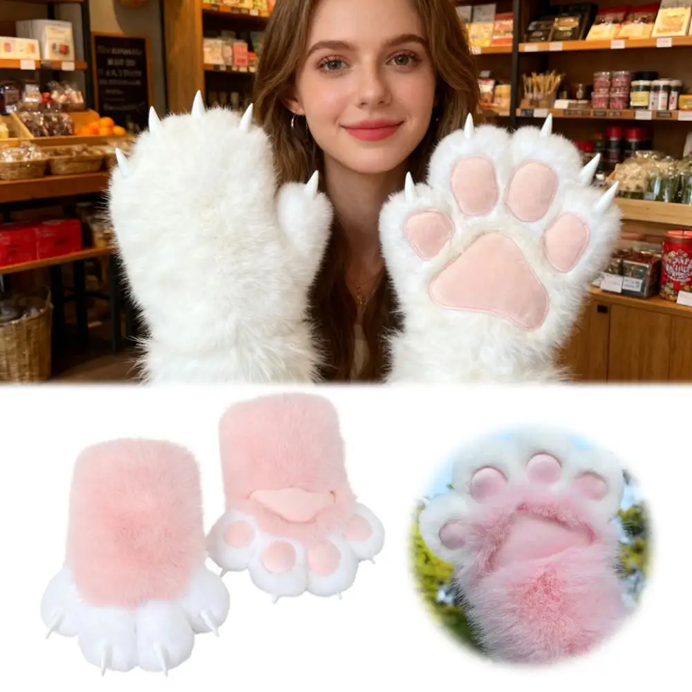 Cat Scratch Plush Gloves Built-In Bb Whistle Imitates Animal Sounds Comfort For Parties Carnivals Thick Pads Breathable Lining