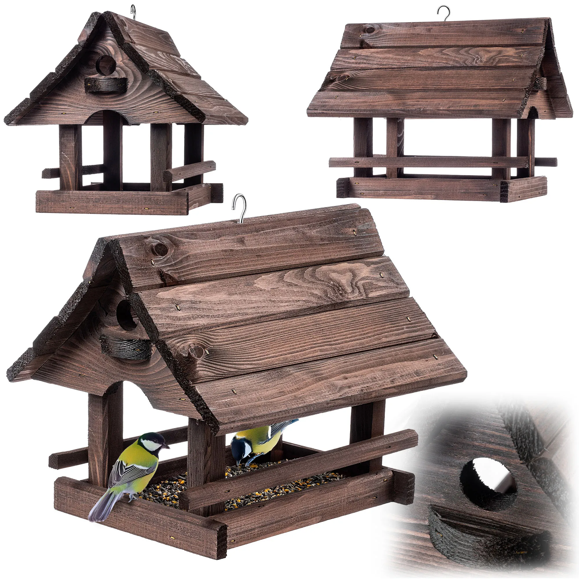 KADAX Vogelvoeder houten huis 30x25 cm Bruin