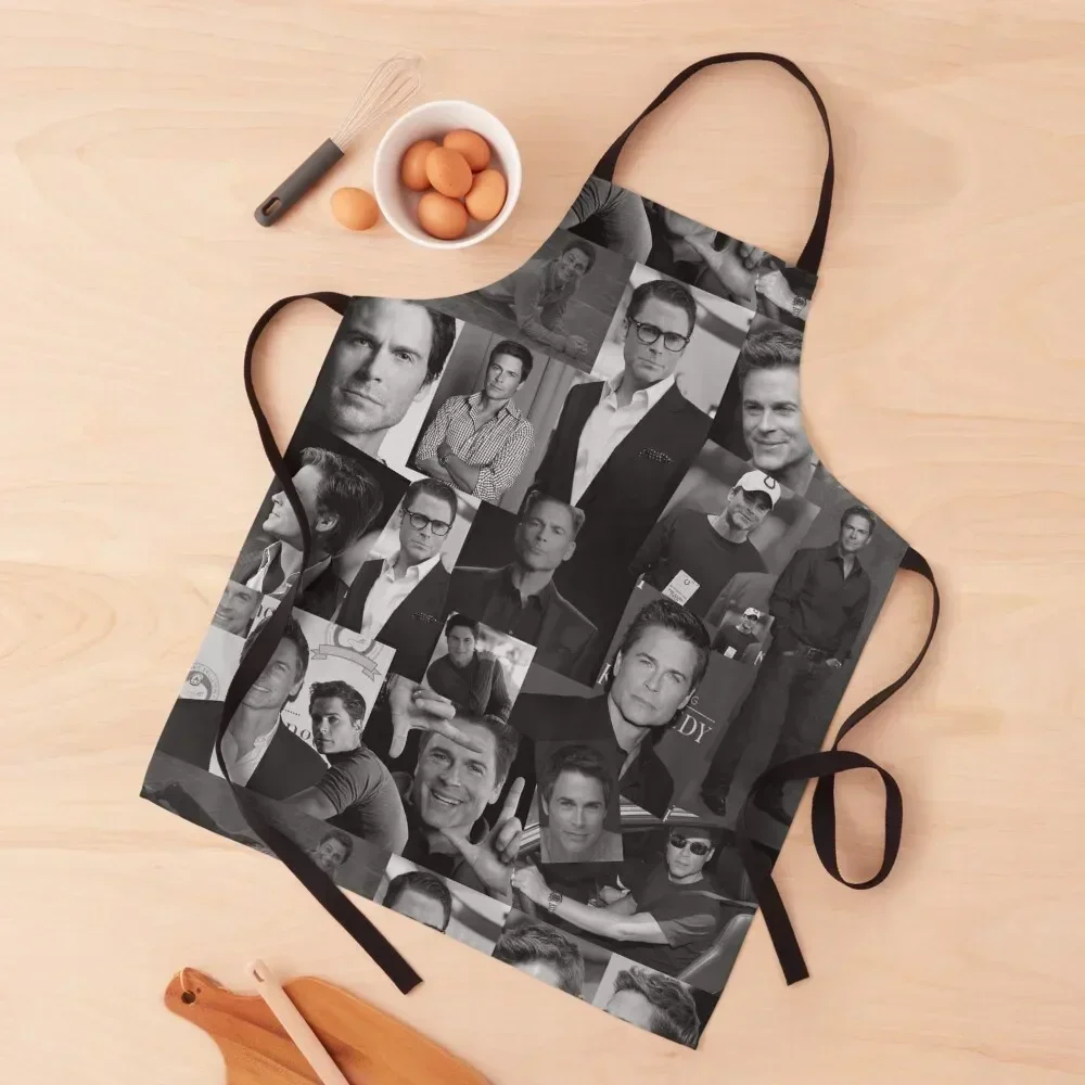 

Rob Lowe Actor Black and White Aesthetic Collage Apron For Men christmas 2025 Chef Uniform kitchen clothes for men Apron