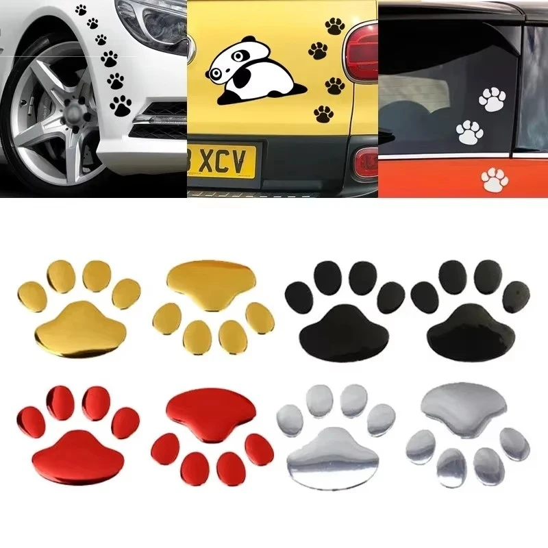 1/2/3/4pairs Car Stickers Paw Animal Dog Cool Design Foot Prints Footprint Decal Car Stickers For Auto Motorcycle