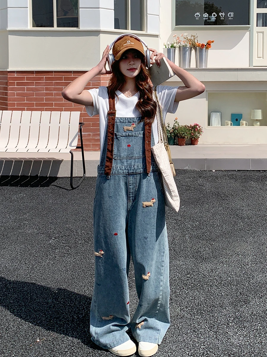 

Шикарные джинсовые комбинезоны, женские свободные комбинезоны с высокой талией, повседневные джинсовые комбинезоны синего цвета, модные утягивающие прямые комбинезоны