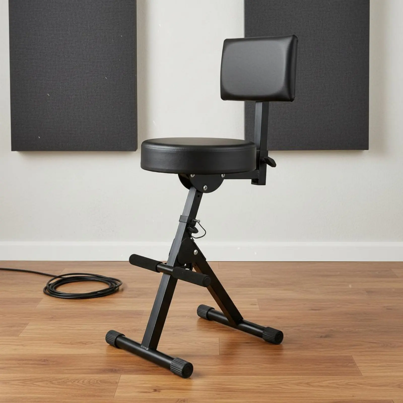 Folding Guitar Chair with Backrest Integrated Footrest Adjustable Guitar Player Seat Musical Instrument Accessory for Bar view 2