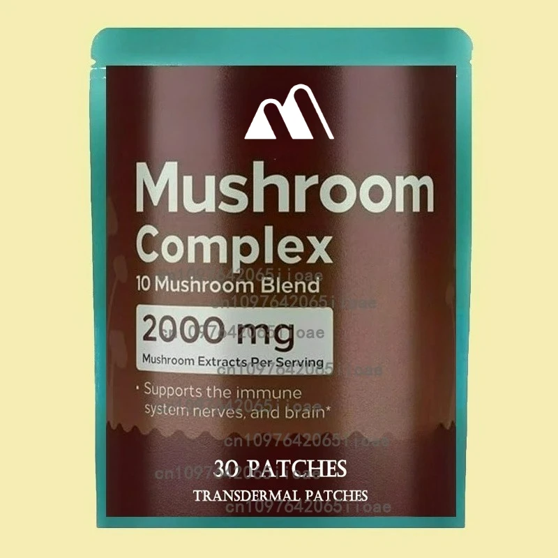 

30 Patches Mushroom Complex Transdermal Patches with Lion's Mane Cordyceps for Memory Focus Energy Immune Support