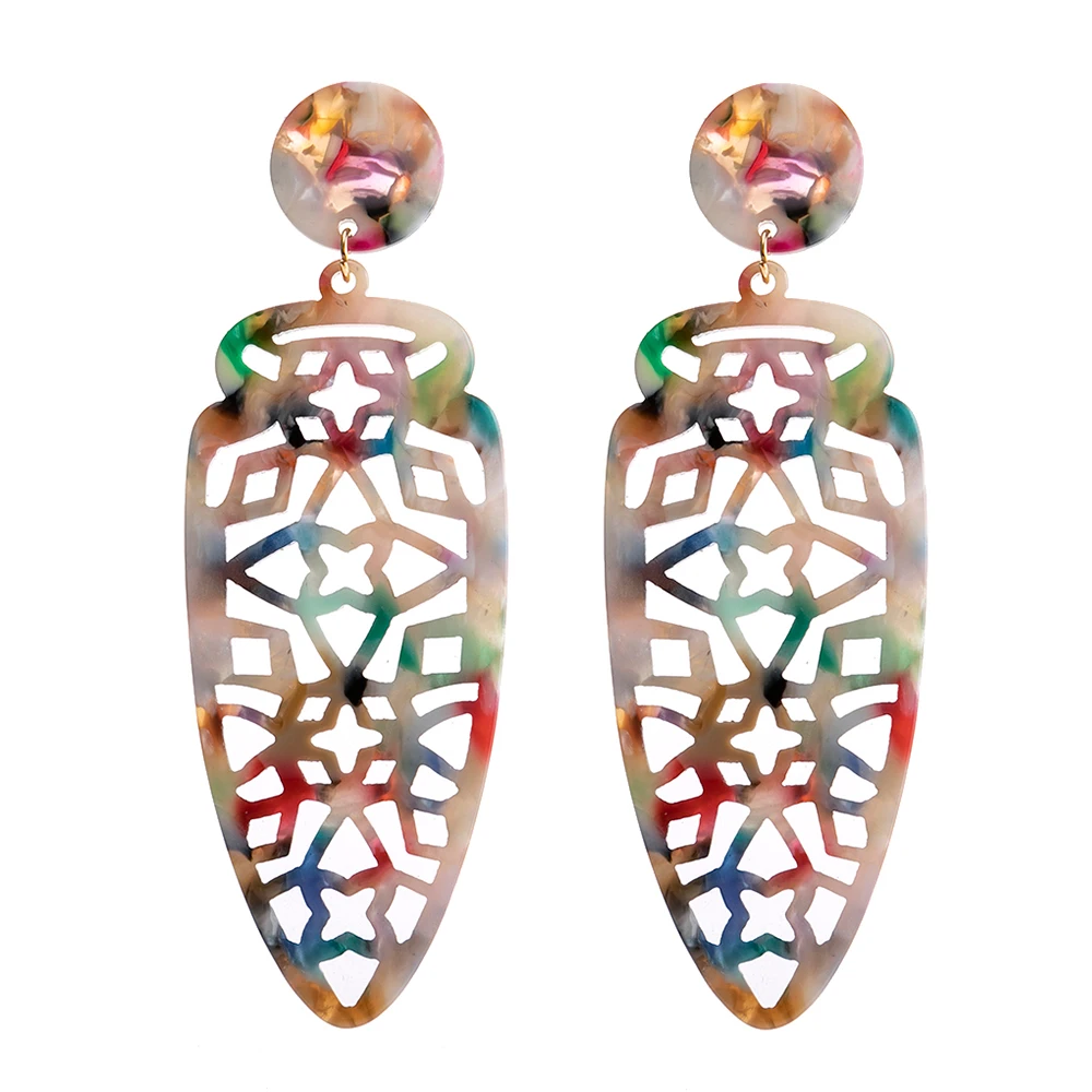 Fashion Dangle earring Long Colorful Acetate jewelry Tortoiseshell Women\'s earrings Flamenco Accessories Trendy Summer Party New