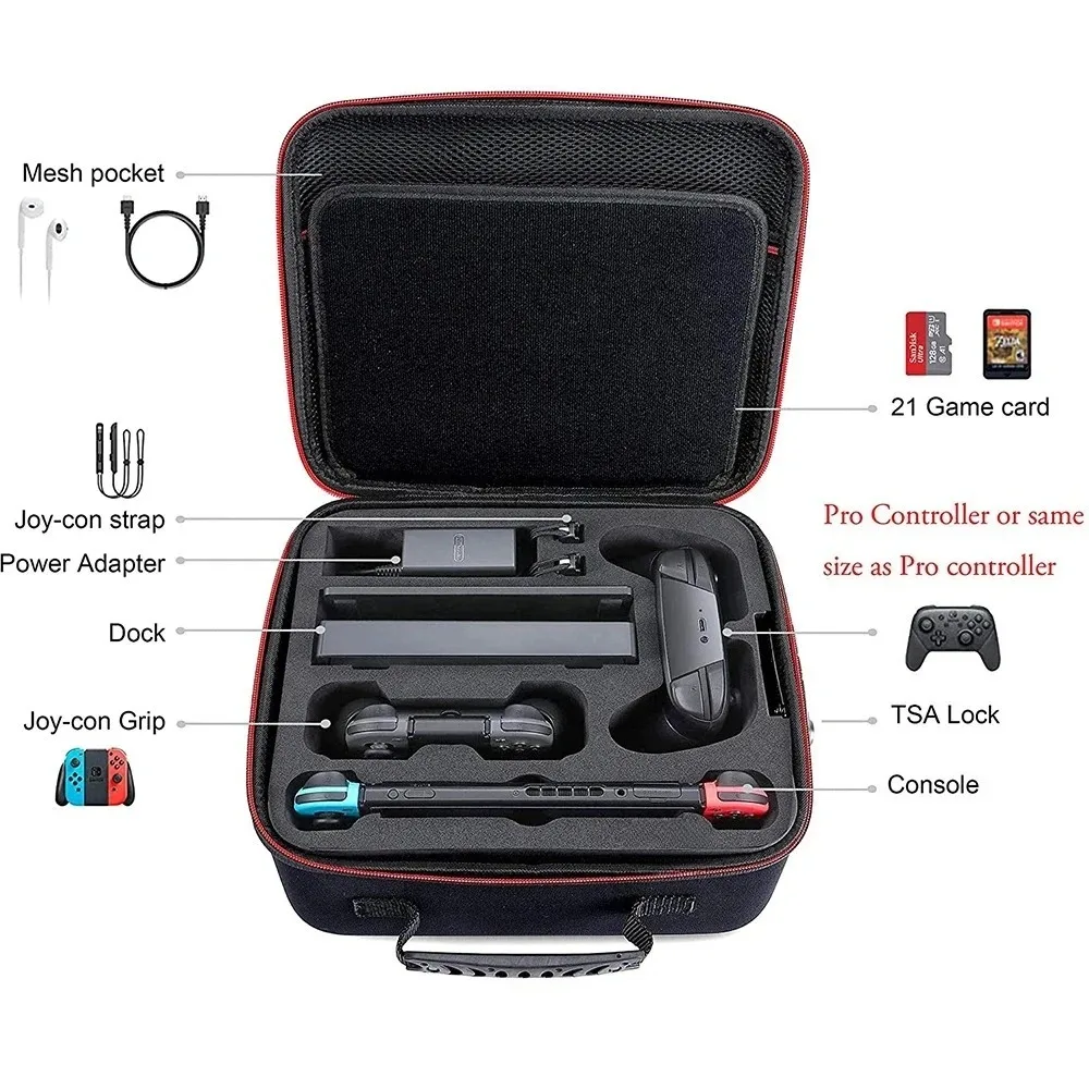 

Чехол для хранения с отделением для карт, вместительная сумка-чехол, защитный чехол для Nintendo Switch OLED, игровые аксессуары...