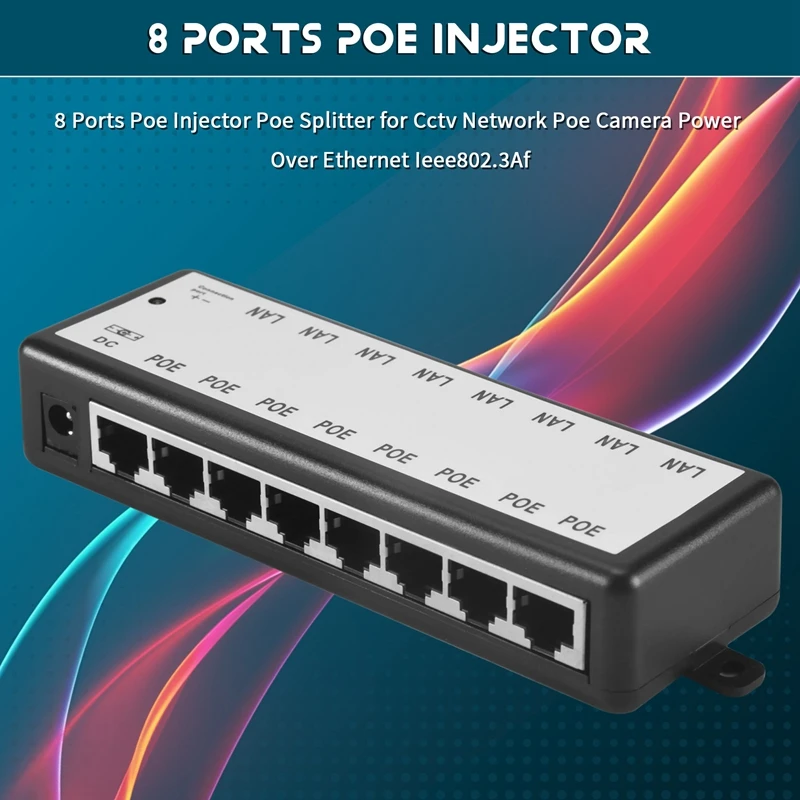 A12E-8 Ports Poe Injector Poe Splitter For Cctv Network Poe Camera Power Over Ethernet Ieee802.3Af