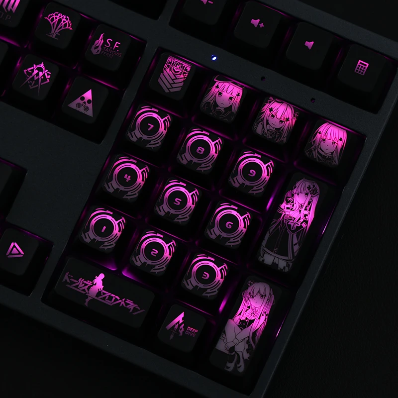 Imagem -04 - Chaves Meninas Frontline Hk416 Anime Backlit Keycaps pc Revestimento para Logitech G610 Razer Blackwidow Huntsman Corsair K70 Tampas Chaves 104