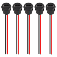 5PCS 2Pin USB Connector Type-C Waterproof with Female Socket Fast Charging Jack Charging Port USB-C Charger Plug Socket