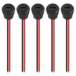 5PCS 2Pin USB Connector Type-C Waterproof with Female Socket Fast Charging Jack Charging Port USB-C Charger Plug Socket