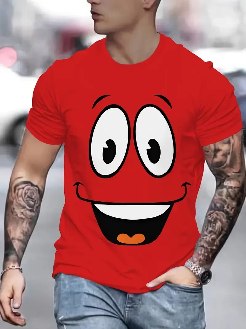 Lustige Smiley-Grafik T-Shirts Harajuku Mode Herrenkleidung 2025 Neue Streetwear Lächelnder Mann T-Shirt Y2k Unisex Tee Tops