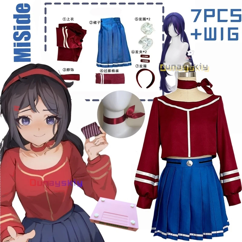 Anime Horror Game MiSide Cosplay Mita Мита Costume JK School Uniform Cute Mila Dress Lolita Wigs For Halloween Girls Woman