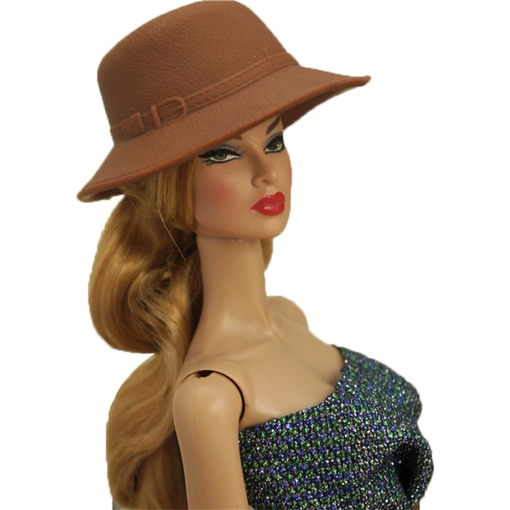 1 Pcs Fashion Brown Hat For Girl' 1/6 Doll Modern Party Cap For Barbie Dolls Accessories Dollhouse Toys Party DIY Gift