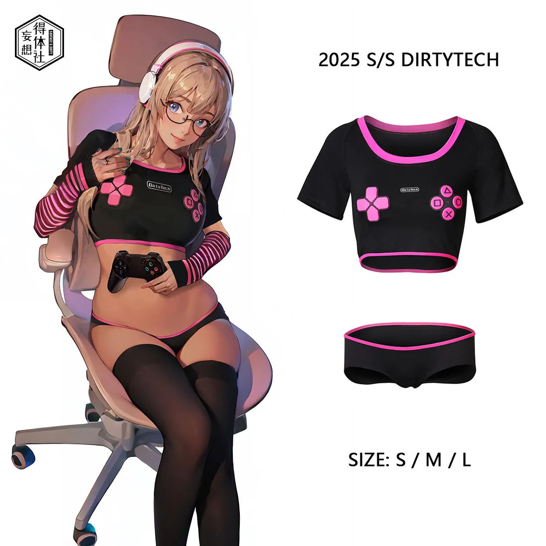 

Y2K Gamer Sexy Ultra Low Waist Set Cute Short 3D Button Handle Anime Cyberpunk for Women