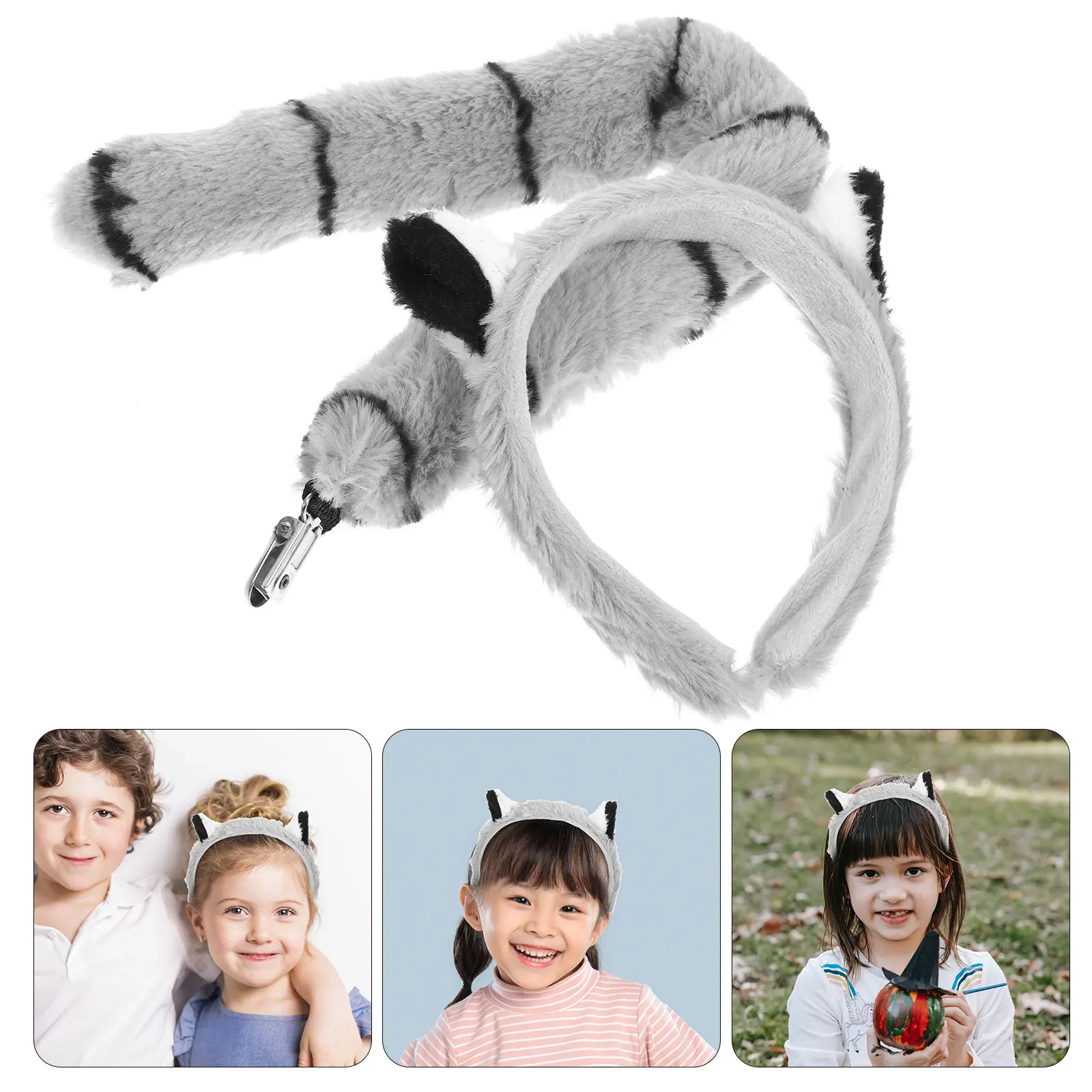 Disfraz Lemuroid, diadema con orejas, accesorio de cola, diadema suave con orejas Lemuroid para Cosplay, accesorio para fiesta infantil, puesta en escena