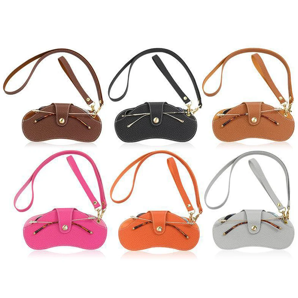 PU Leather Handmade Glasses Bag Sunglasses Case Portable Myopia Protector Simple Hanging Neck Wrist Glasses Storage Box