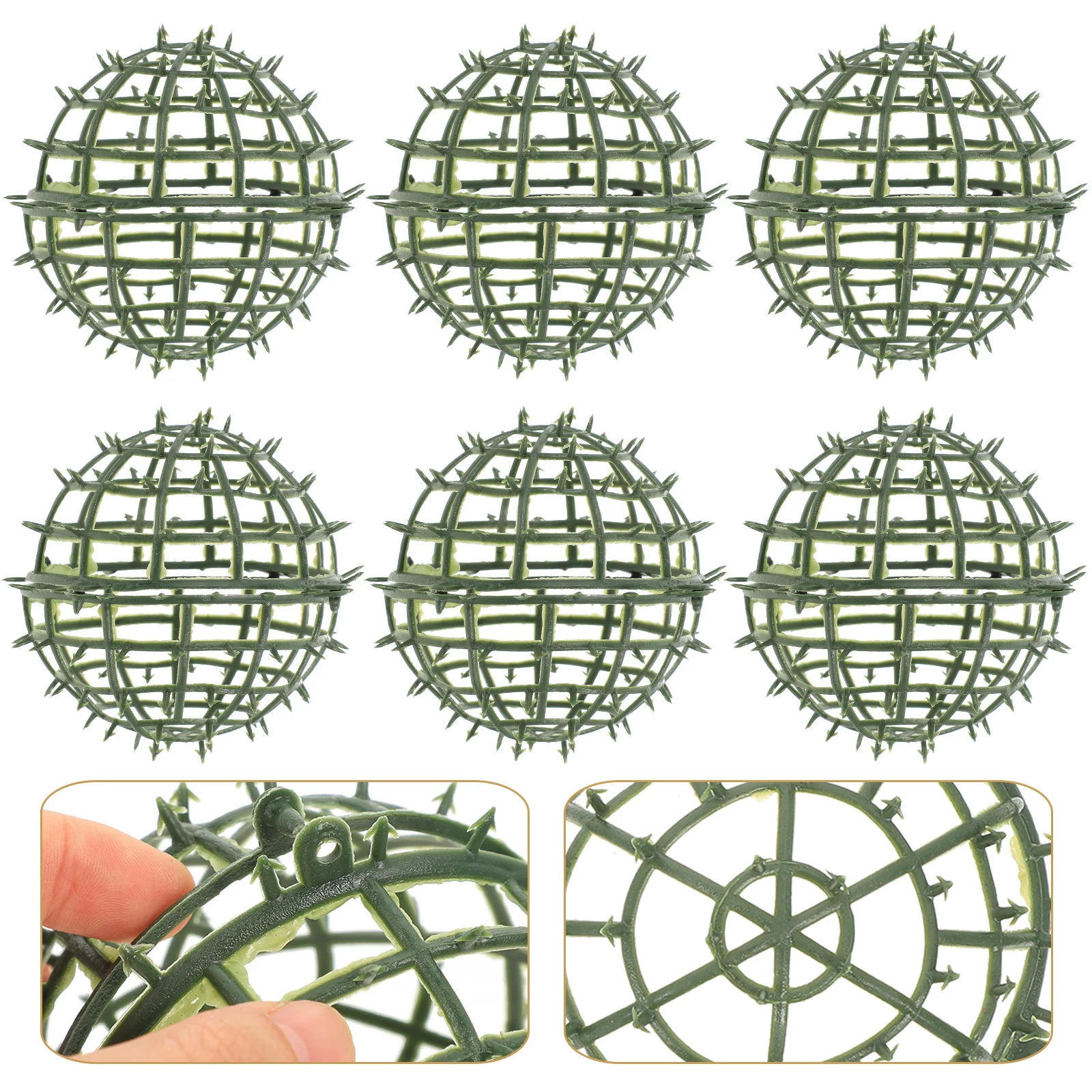 6 Pcs Flower Arrangement Plant Plastic Rack Ball Grass Faux Green Frame Office Shelf