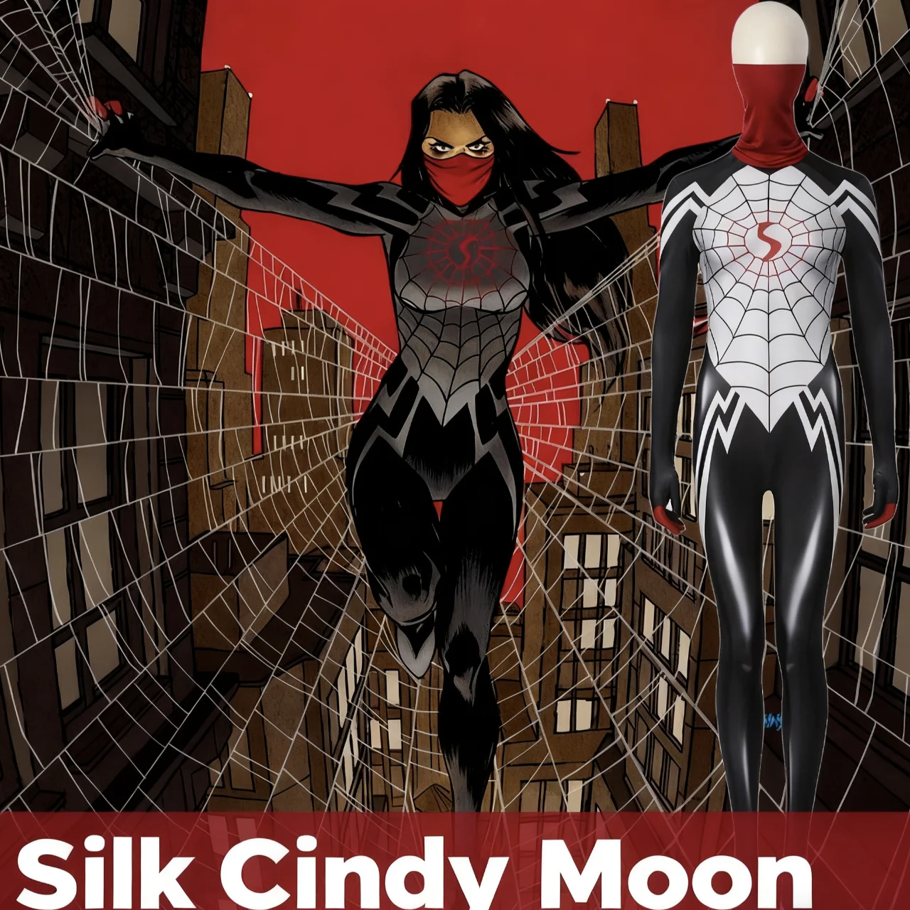 

Костюм Человека-паука Синди Мун для женщин, косплей на Хэллоуин, комбинезон для вечеринок, супергеройский женский карнавальный костюм, подарок