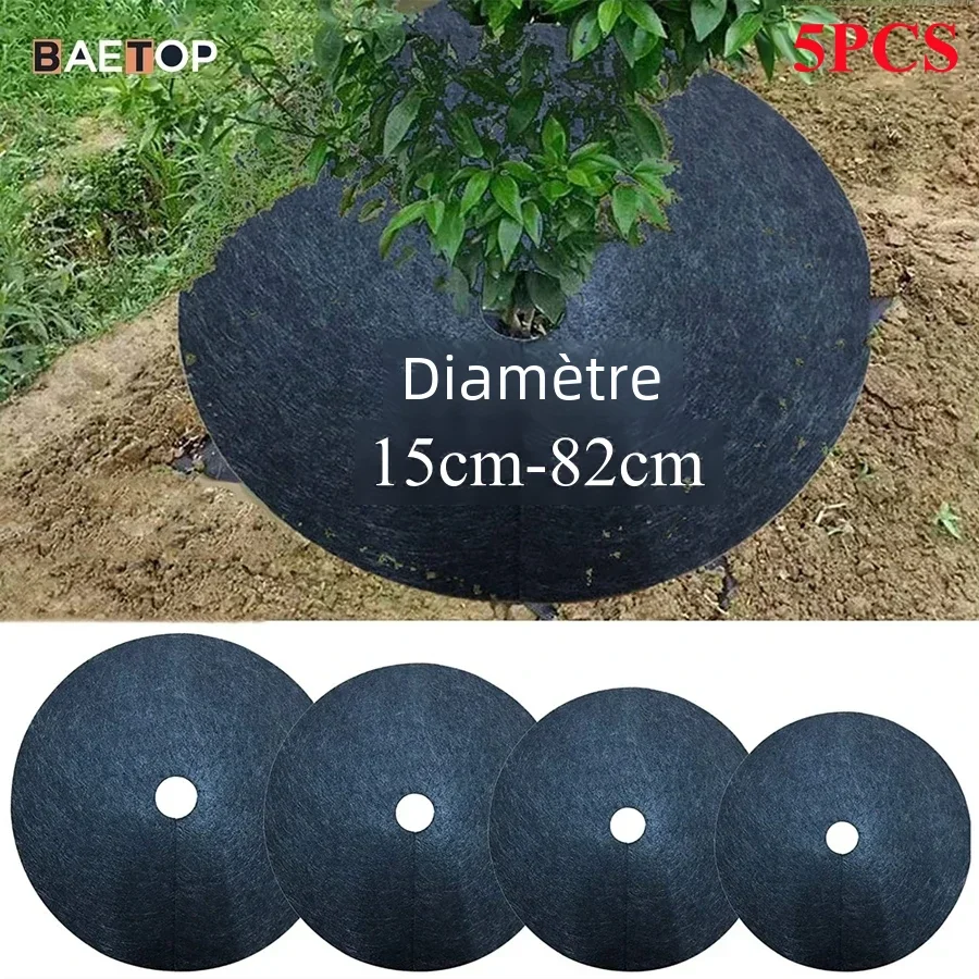 Barrière de désherbage avec anneau de pain d'arbre Non tissé, tapis de protection, couverture pour plantes, Anti-herbe, contrôle des mauvaises herbes en tissu de jardinage, 15cm-82cm