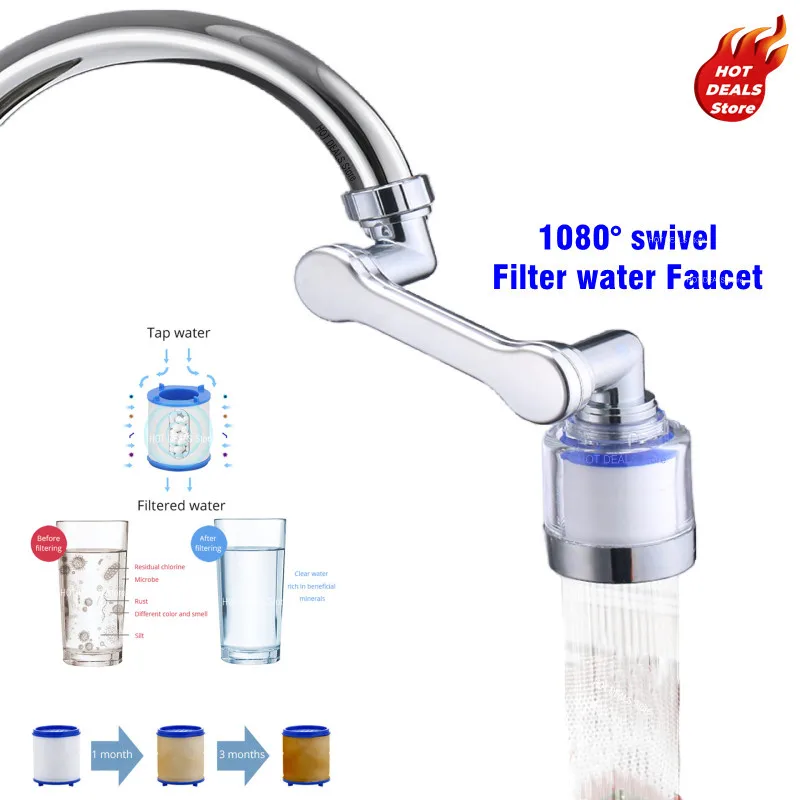 New Kitchen Water Faucet Pressurized Bubbler Filter Remove Chlorine Heavy Metal Filtered for Hard Water Bath Filtration Purifier