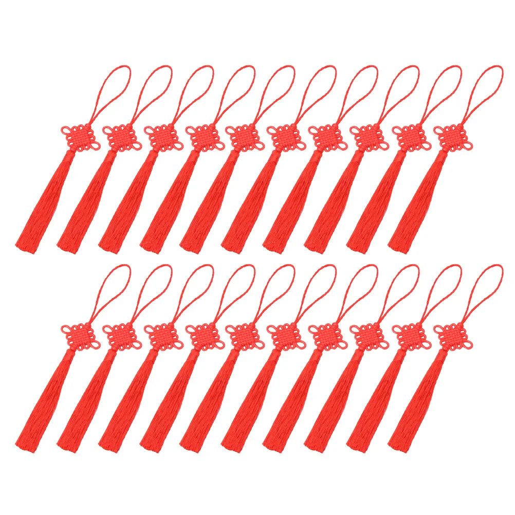 

20 Pcs Decoration Chinese Knot Lucky Hanging Pendants Tassel Car Red Decorations