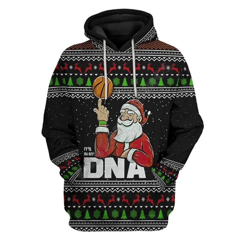 Santa Claus 25 Basketball Christmas Ugly 3D All Over Printed Hoodies Streetwear Women For Men Sweater/Sweatshirt/Zipper Hoodies