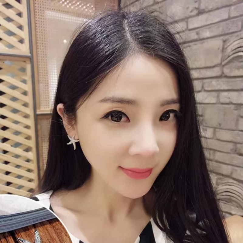 New Hot Fashion 925 Sterling Silver Crystal starfish Earrings for Women Girls Gift Fashion Statement Jewelry 2018
