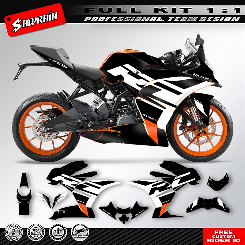 Sawrain Motorcycle Graphics Backgrounds Decals Stickers Kit Number Name Custom For KTM RC250 390 2014 2015 2016 008