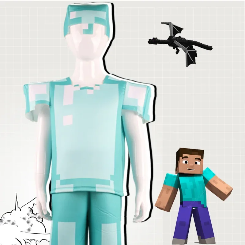 أزياء الهالوين التأثيرية الفاخرة My World Minecraftinglys مجموعات أزياء سلسلة درع الماس لهدايا الألعاب التنكرية