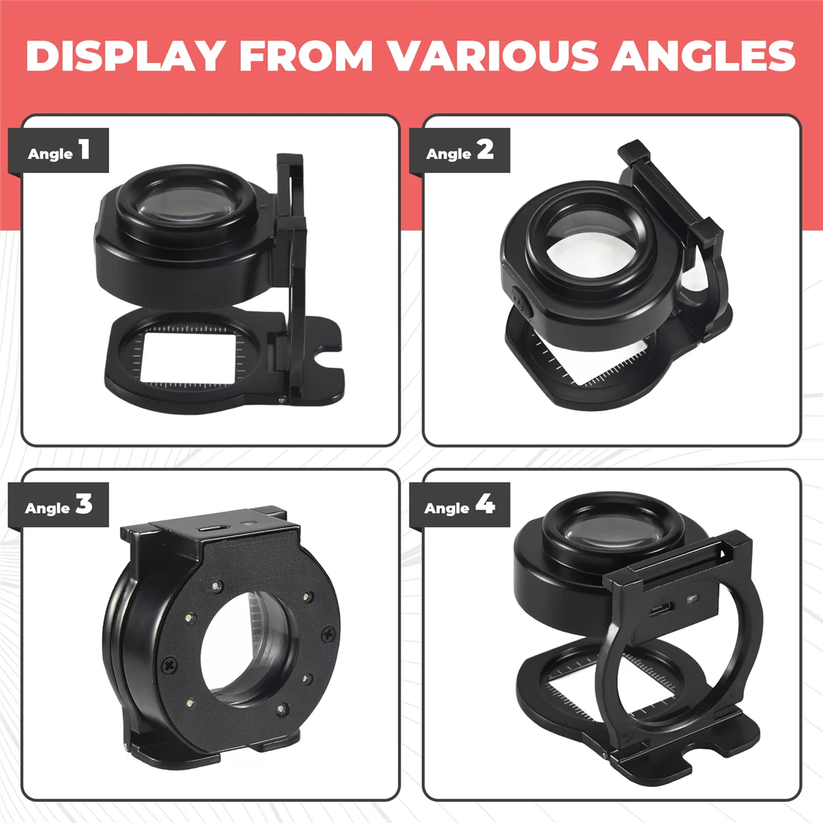 

A06K 25-кратная лупа с 6 лампами, USB-трехскладная настольная портативная металлическая лупа для глаз, швейное увеличительное стекло