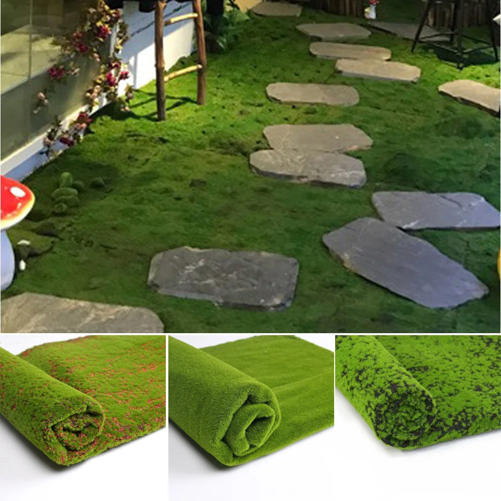 1M x 1M Artificial Moss Lawn Grassland Fake Turf Garden Carpet Outdoor Floor DIY Decor Fit For Home, Bars, KTV, Shop Wall Decor