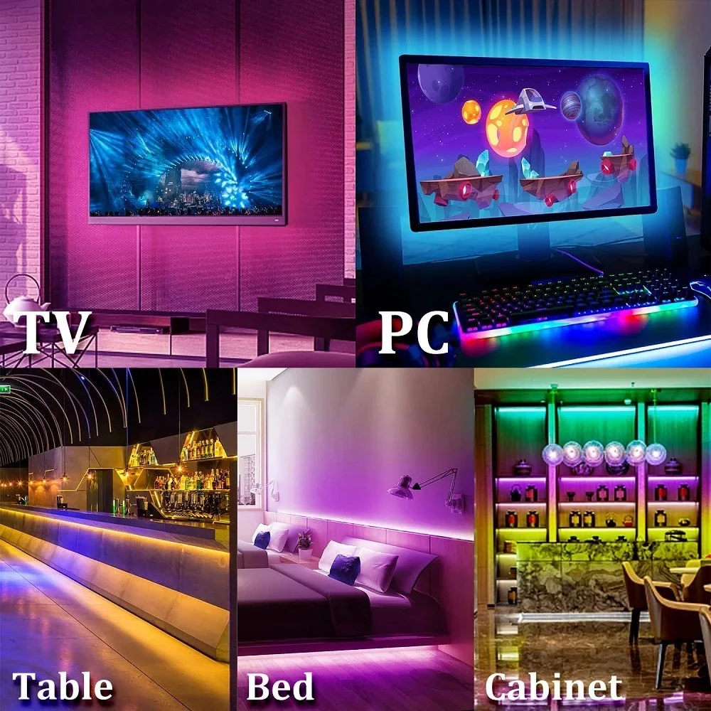 أضواء شريط LED USB مع 24 مفتاحًا للتحكم عن بعد RGB أضواء شريط LED مرنة متغيرة الألوان، إضاءة خلفية للتلفاز، غرفة النوم، المكتب، الكمبيوتر الشخصي،