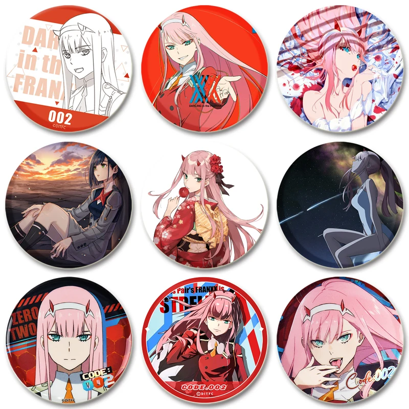 Anime Darling in The FranXX Zero Zero Two Soft Button Pin Customizable Lapel Pin Hat Funny Brooch Jewelry Gift Creative Badge