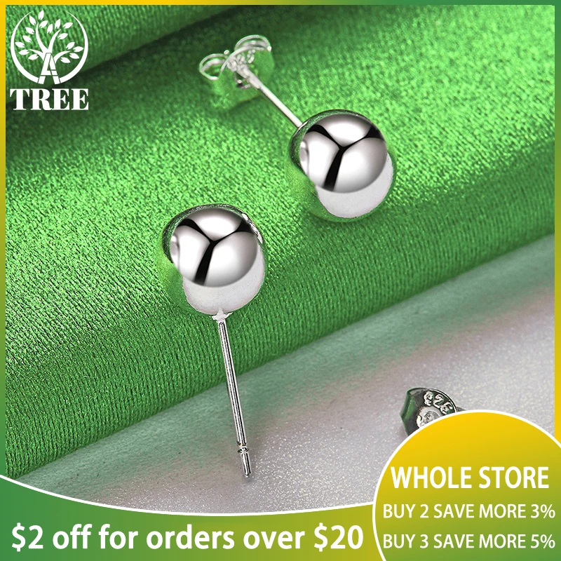

ALITREE 925 Sterling Silver 10mm Beads Stud Earrings For Women Earring Fashion Party Birthday Engagement Wedding Jewelry Gifts
