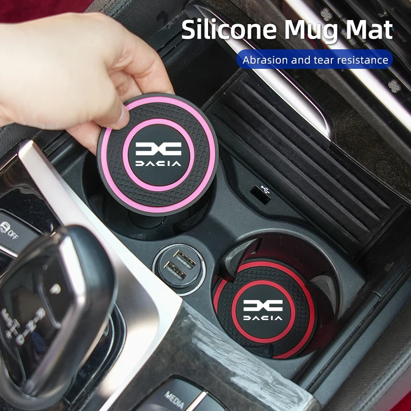 

Silicone 2PCS Car Coaster Water Cup Anti-Slip Pads Interior Accessories For Dacia Duster Logan Sandero Lodgy Dokker Sandero