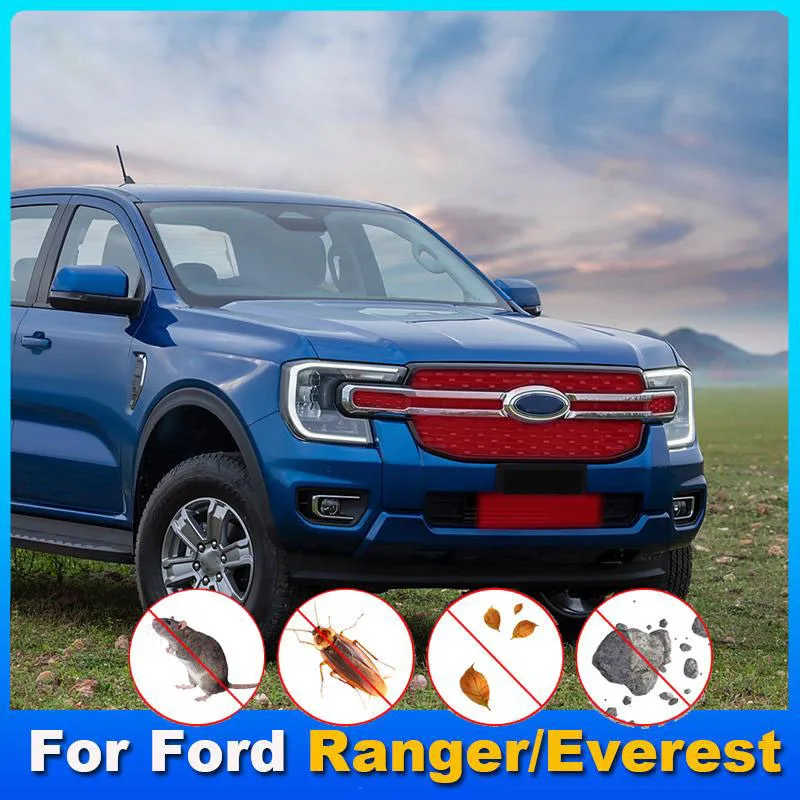

Для Ford Ranger T9 Everest 2023 2024, автомобильная защитная сетка от насекомых, вставка передней решетки, сетка, Стайлинг, защитная крышка на входе воздуха