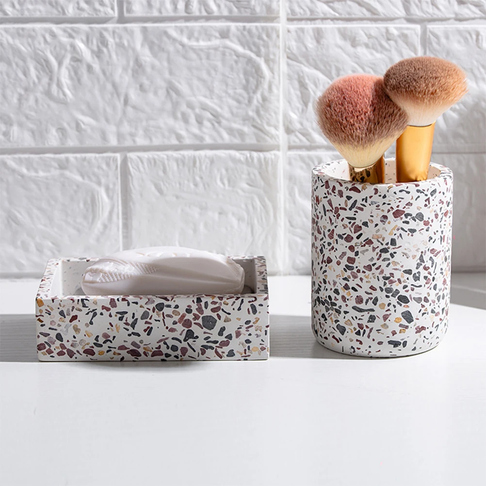 

1Pcs Soap Saver Case Handmade Terrazzo Material Draining Dish Extend Soap Life Bath Shower Bedroom Decor