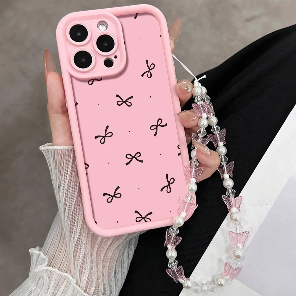Niedliche Handgelenkband-Hülle für iPhone 17 15 16 14 Pro Max Plus Hüllen mit einfacher Schleifenmusterung für iPhone 13 11 12 XR 7 mit Lanyard-Abdeckung – Detail 1