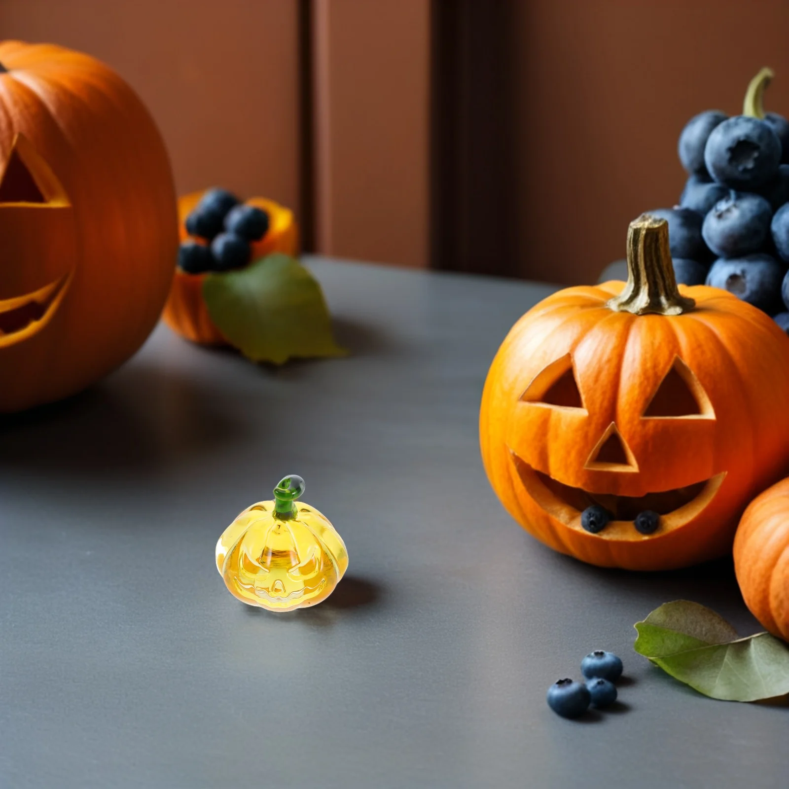 

Miniature Crystal Pumpkin Artwork: Unique White Decor for Autumn Harvest Festival Scene Layout Design