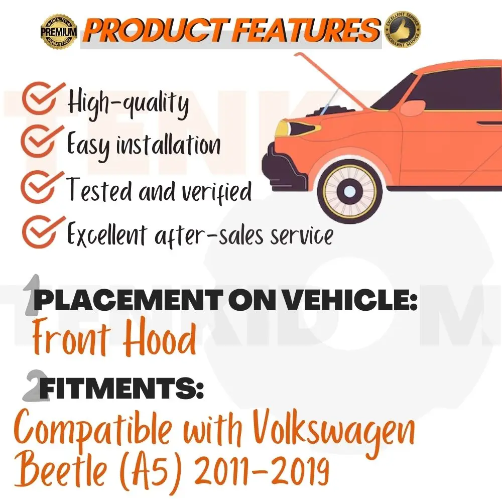 Передние стойки капота для Volkswagen Beetle (A5) 2011-2019 Подъемник амортизатора опоры газовых амортизаторов капота Пружины без сверления