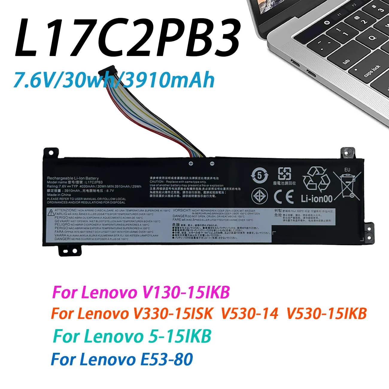 NEW L17L2PB3 Laptop Battery For Lenovo IdeaPad V330-15IKB V530-15IKB L17M2PB4 L17M2PB3 L17L2PB4 L17C2PB3 L17C2PB4