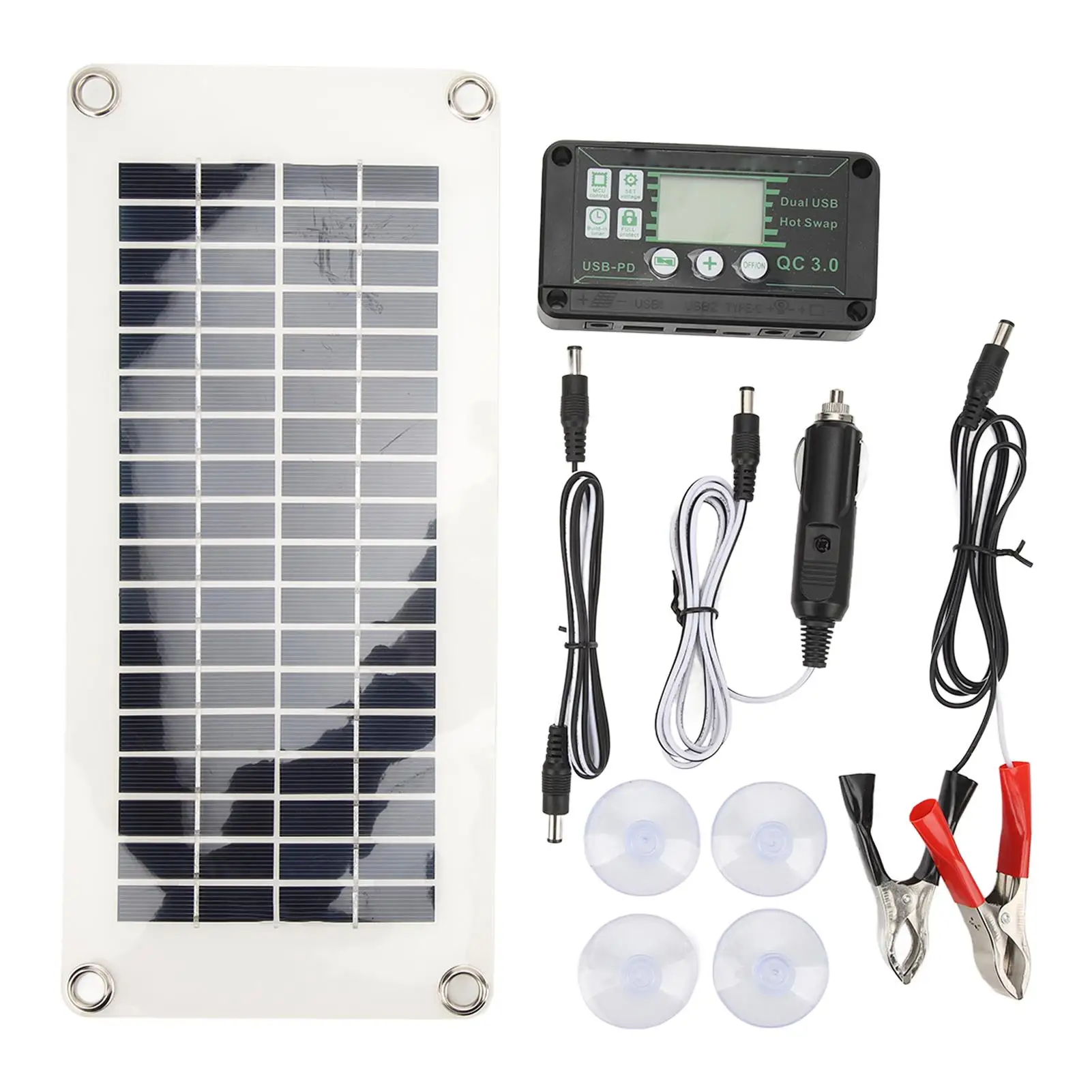 Solar Battery Panel 30W Polysilicon PET Anti Short Circuit Safe To Use RV Solar Panel Kit Overvoltage Proof for car