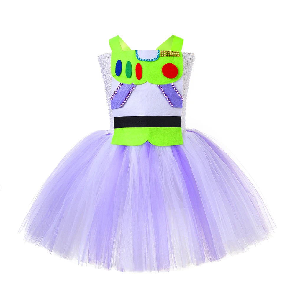 Toy Buzz Lightyear Costume for Girls Christmas Halloween Lined Tutu Dress fo Kids Birthday Outfit New Years Cartoon Toys Clothes