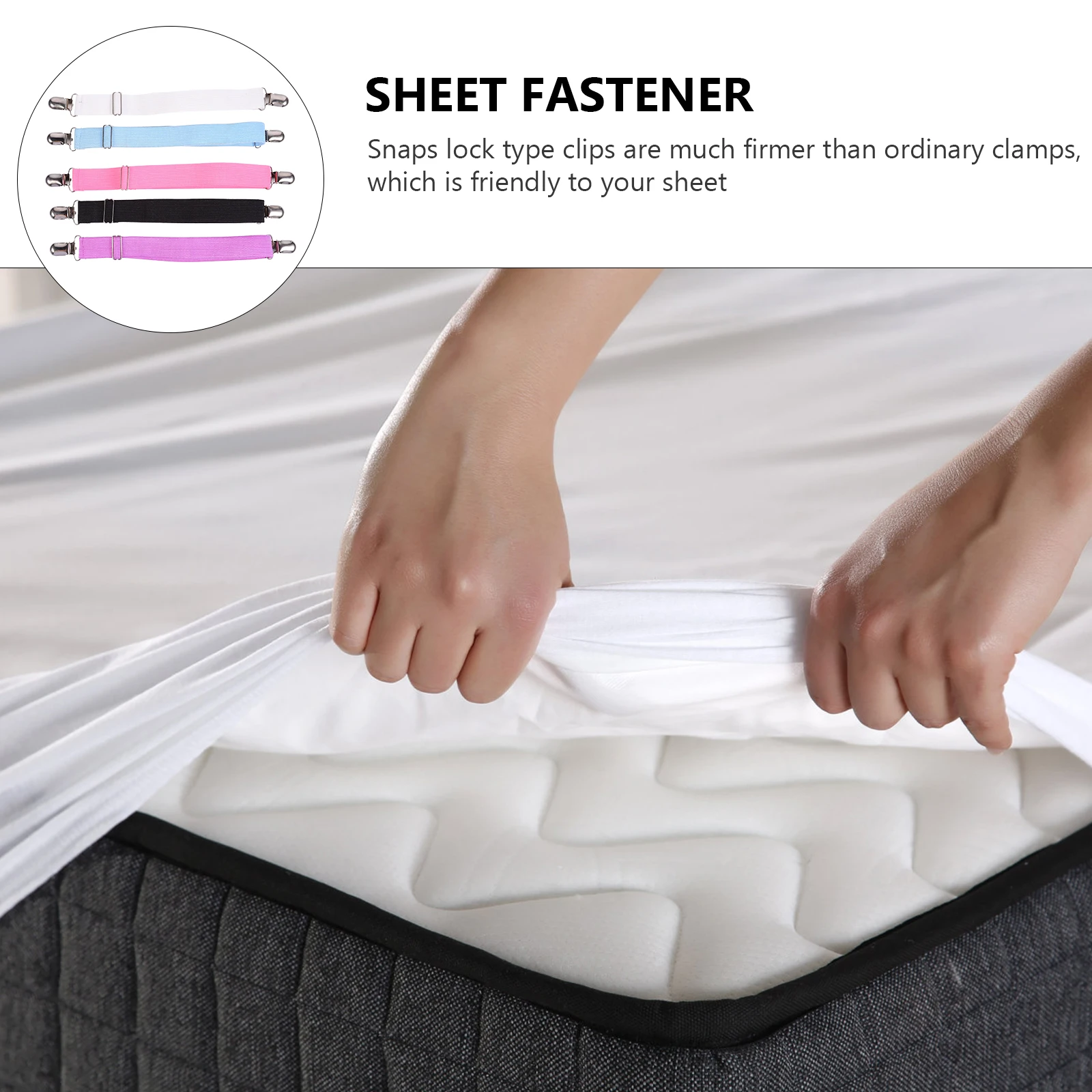 

5pcs Sheet Fastener Clips Quilt Fixing Straps Black Purple White Blue Anti Slip Mattress Cover Holders Safe Comfortable