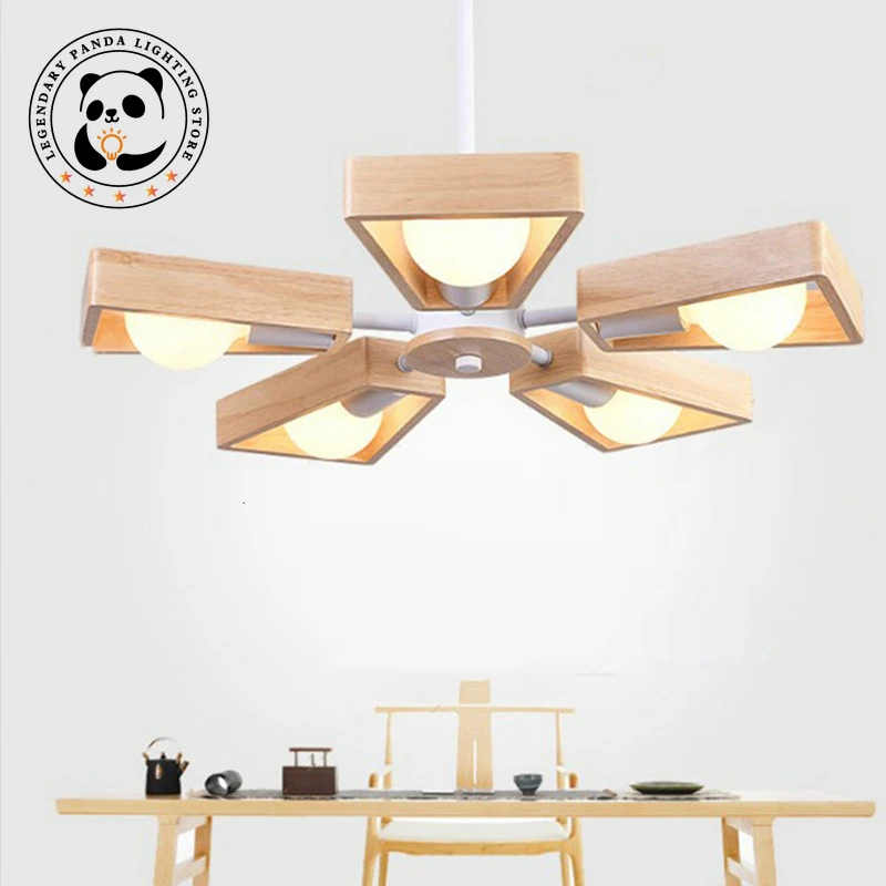 

Nordic Modern Pendant Lights Art Wooden Windmill Shape Chandeliers Living Room Restaurant Kitchen Loft Home Decoration Fixtures