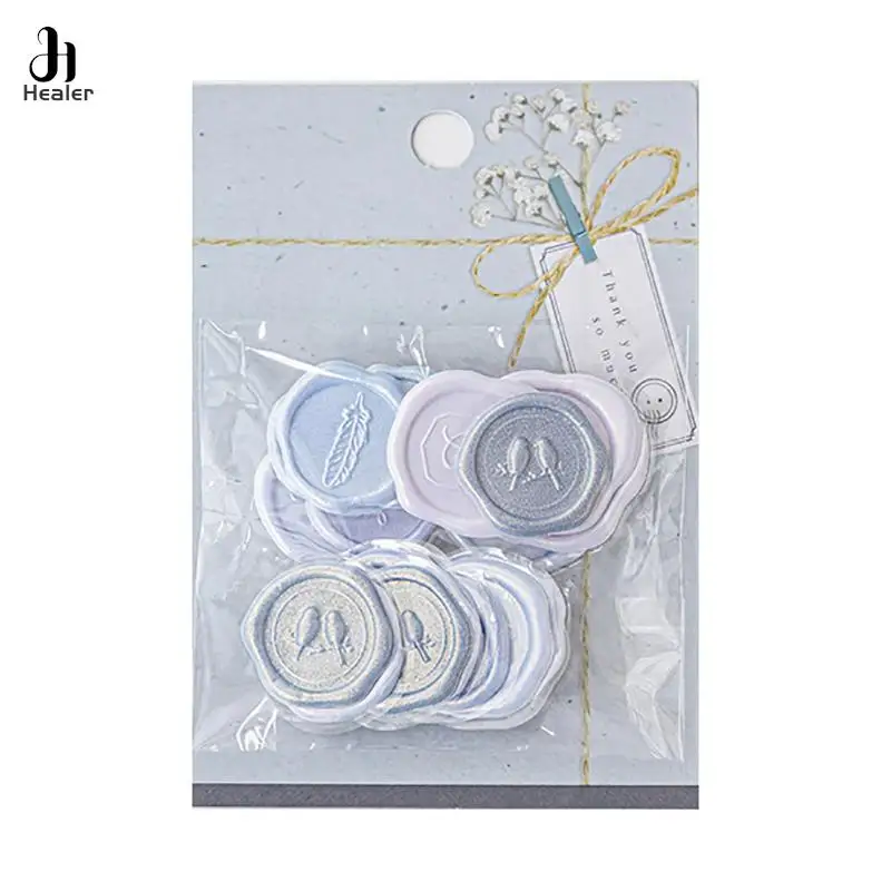 18pcs/bag Vintage Sticker Wax Stamp Seal Sticker for DIY Decorative Scrapbook Wedding Envelope Candy Color Sticker for Student