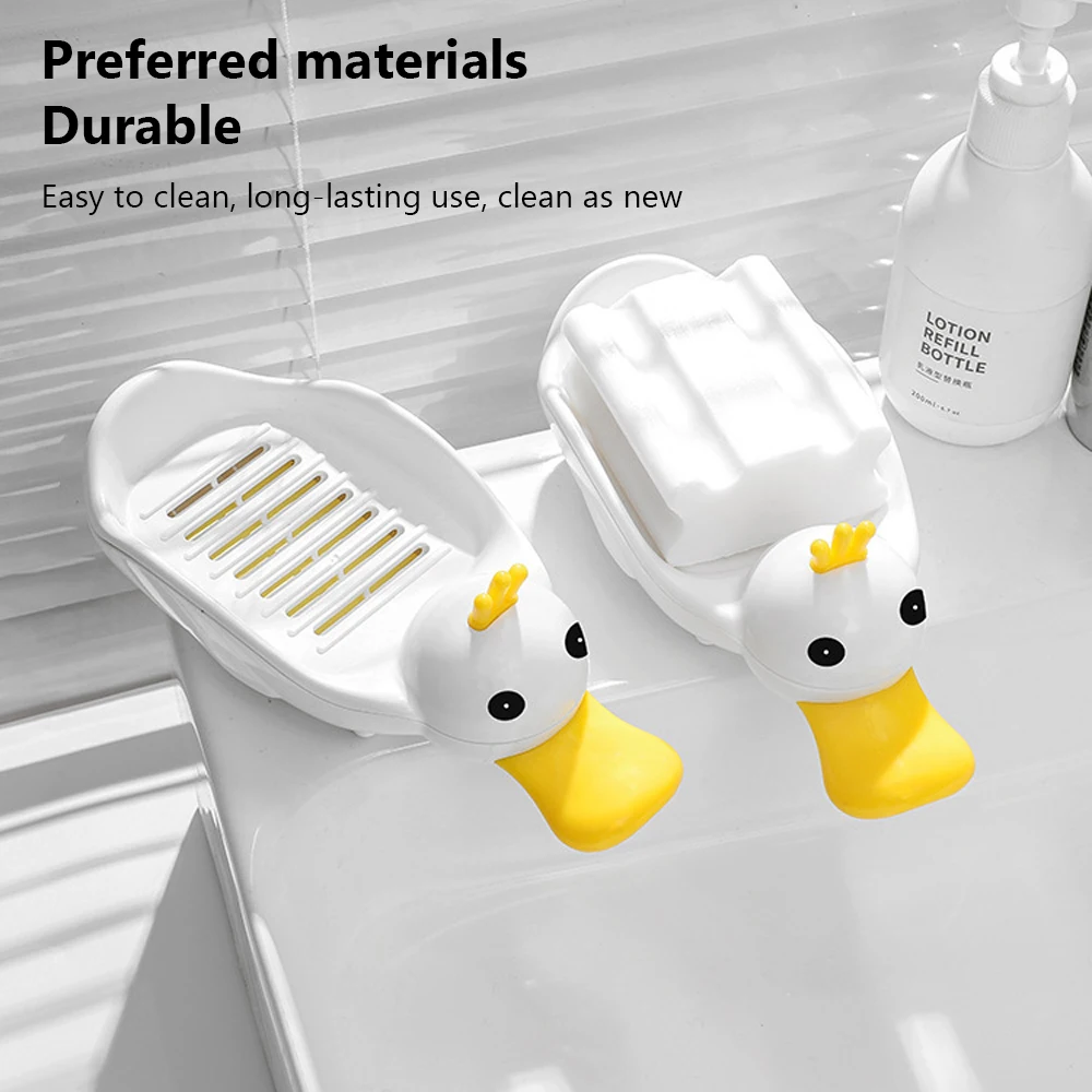 Cute Duck Soap Dish With Drain For Bathroom Portable Soap Holder Separatable Cartoon Soap Box Kitchen Bathroom Accessories