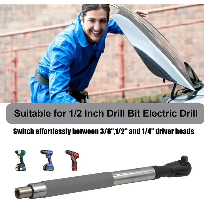 

ABDJ-For Electric Drill Offset Extension Wrench For Tight Spaces, Includes 1/2-Inch Adapter,4 Conversion Adapters