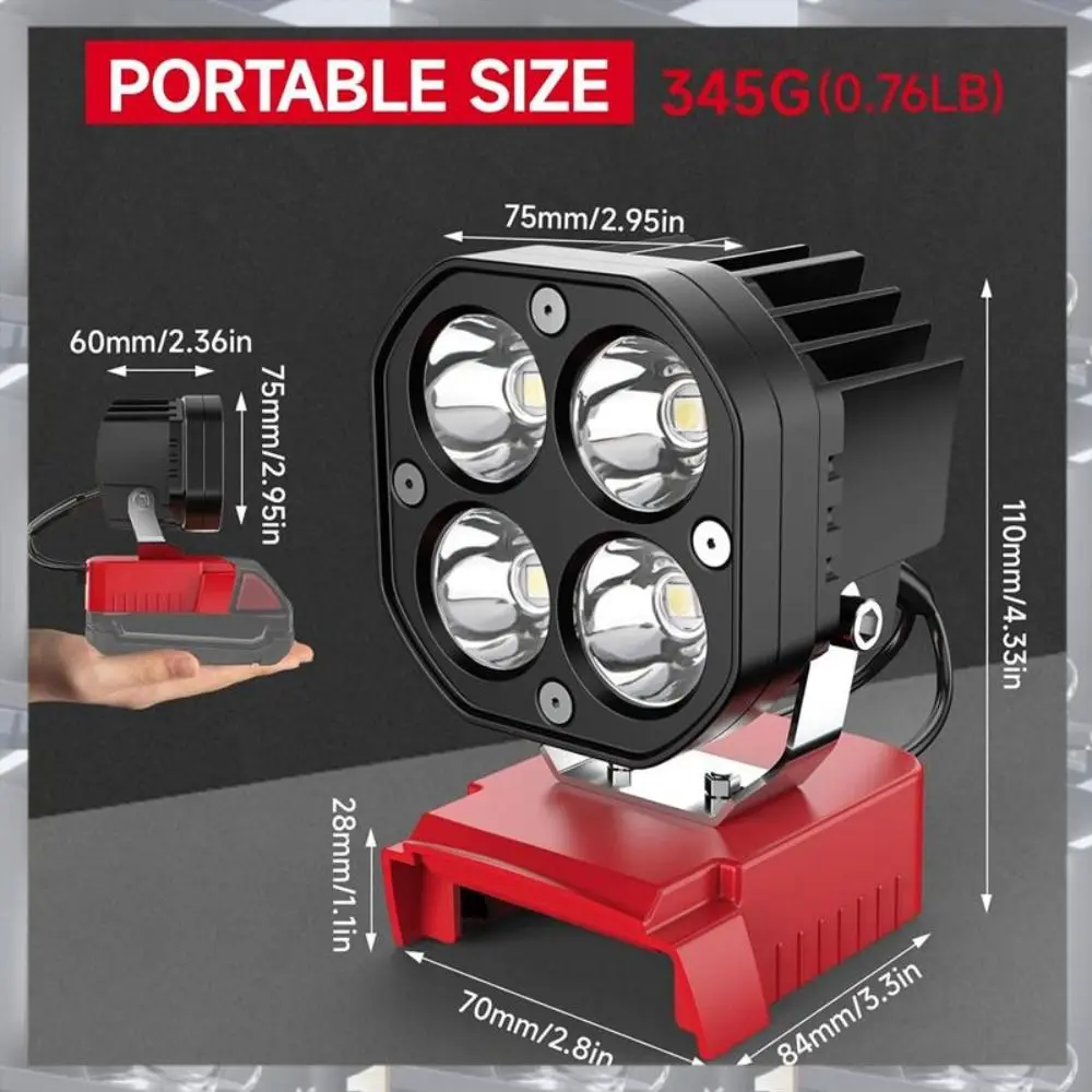 Bright 40W portable LED work light durable waterproof M18 compatible work light ABS-V0 grade flame retardant material