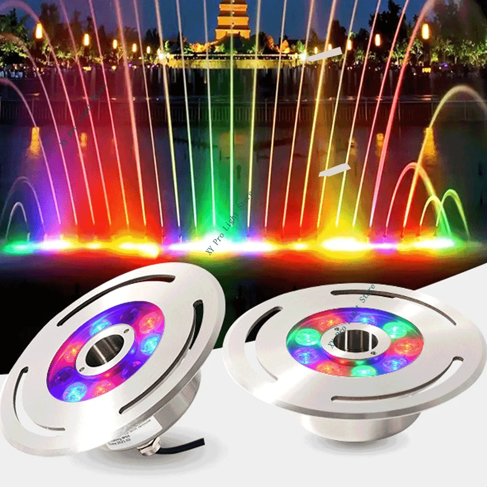 9W LED Swimming Pool Light IP68 Waterproof Embedded Fountain Lights 6W 12W RGB UnderWater Lamp Pond Led Piscina Luz Spotlights